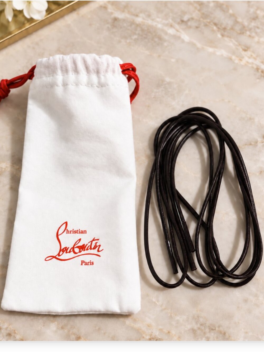 Christian Louboutin Men's Brown Waxed Replacement Shoelaces - 30" - New in Pouch